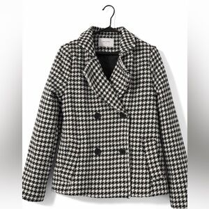 Black and White Houndstooth Pea Coat - New with Tags - Small